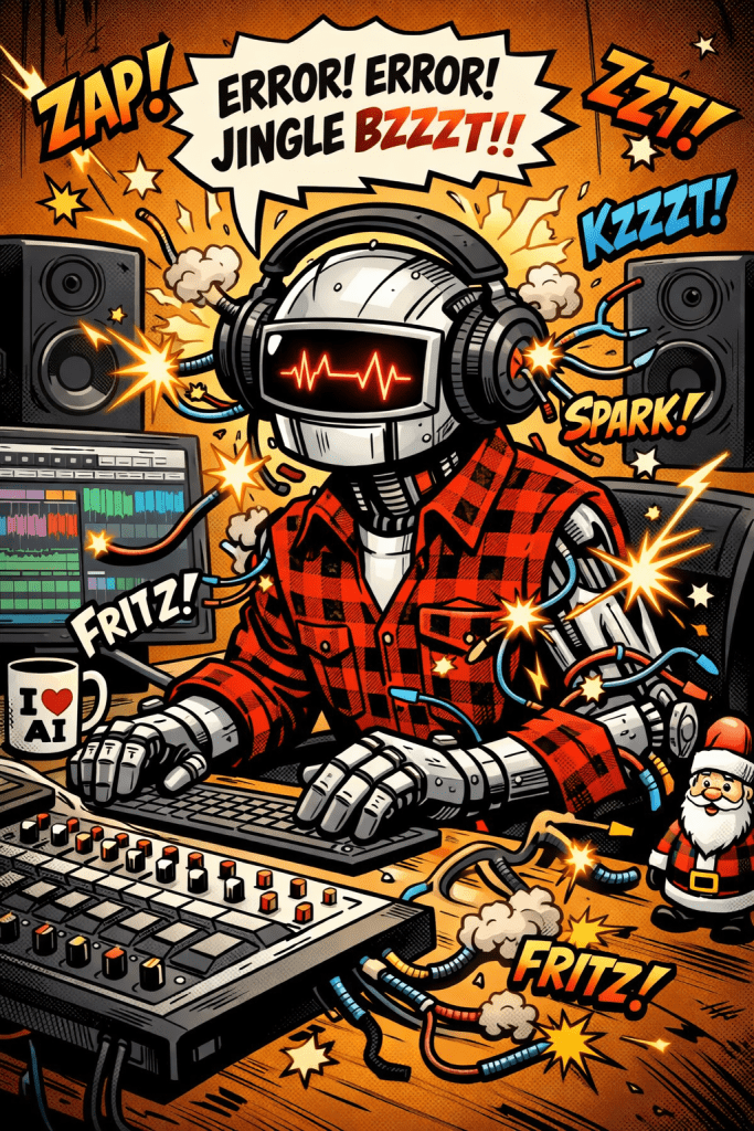 AI droid creates new Christmas hit song leaving former top artists in disbelief. Fans go bonkers for this holiday smash hit