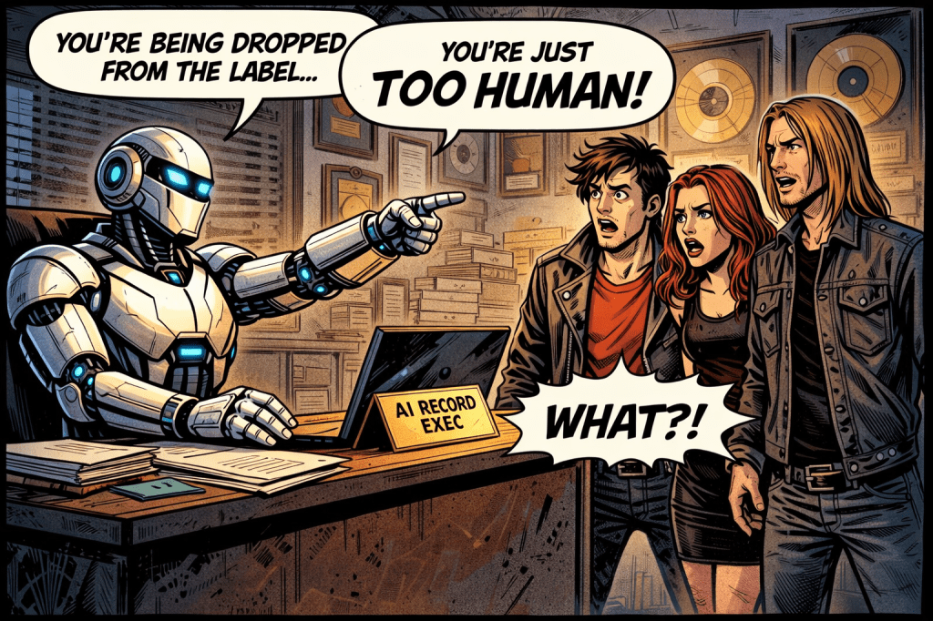 Major band dropped from label. Record label states they are "too human"