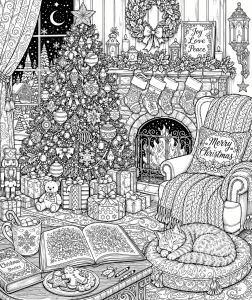 Christmas coloring page for adult coloring fun