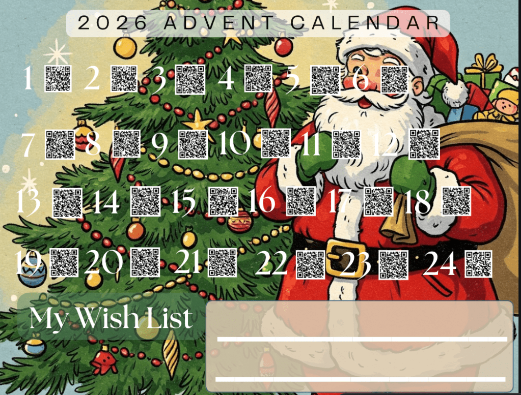 2026 Christmas advent calendar download with QR codes for fun