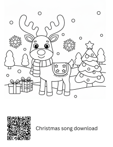 Free printable Christmas reindeer coloring page.