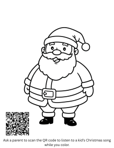 Free, download PDF Santa coloring page for kids.