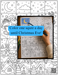 Free download coloring sheet Christmas advent calendar