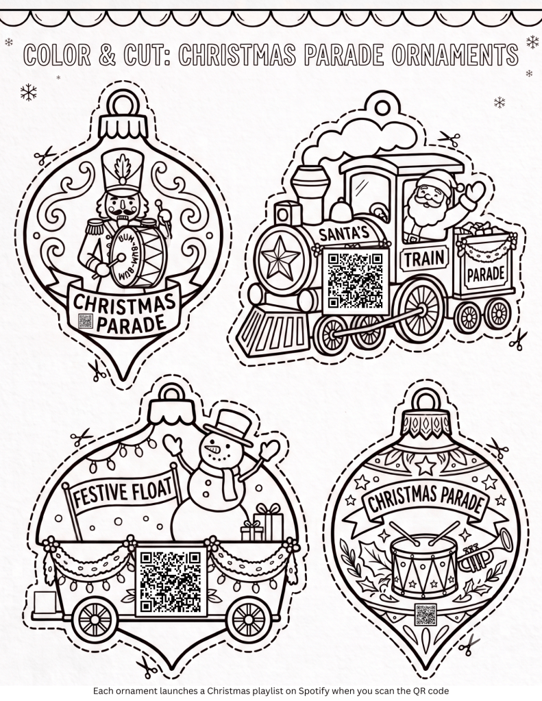 DIY Christmas ornaments cut and color