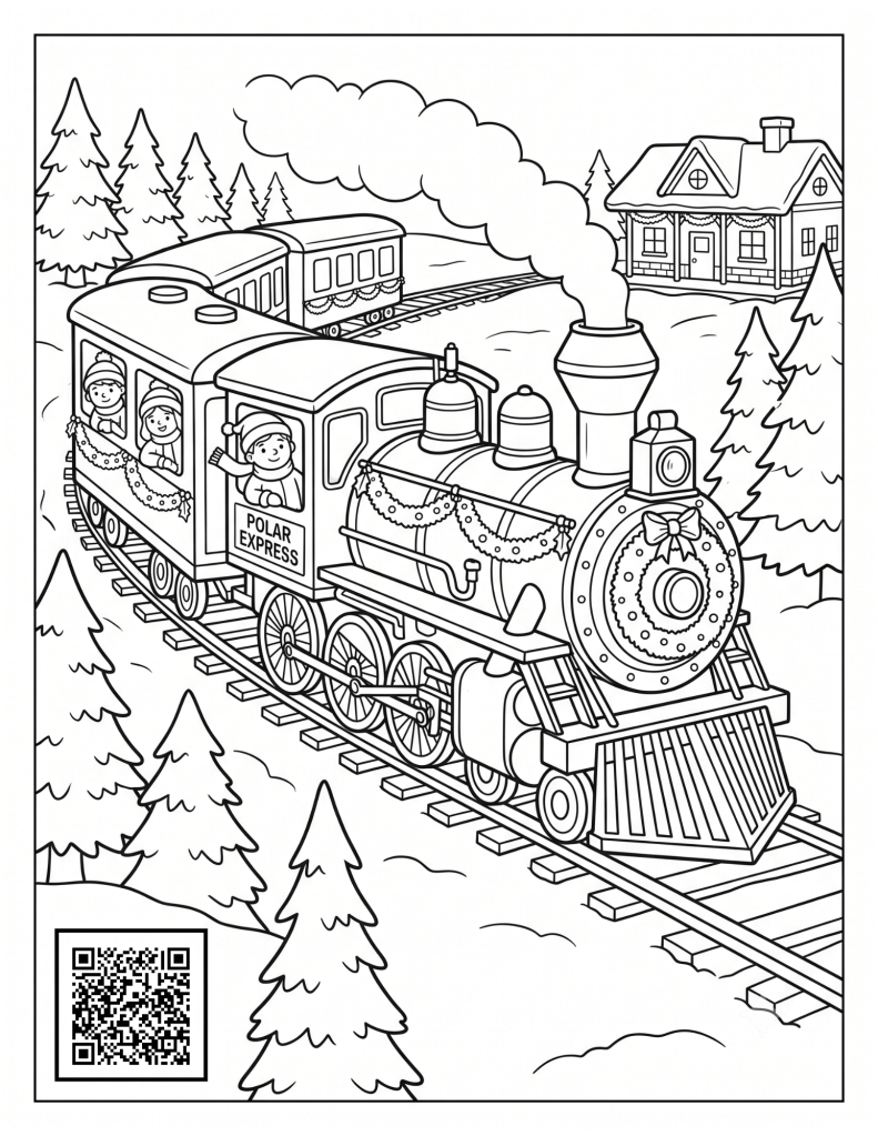 Christmas train trip coloring pages