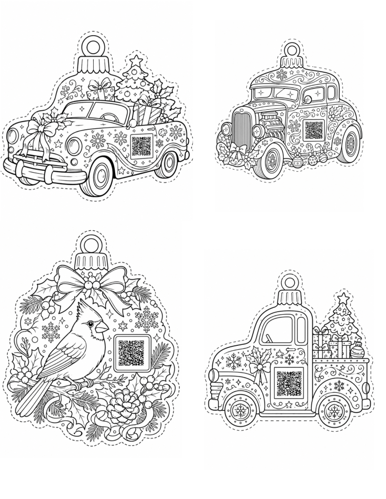 DIY Christmas coloring ornament free download