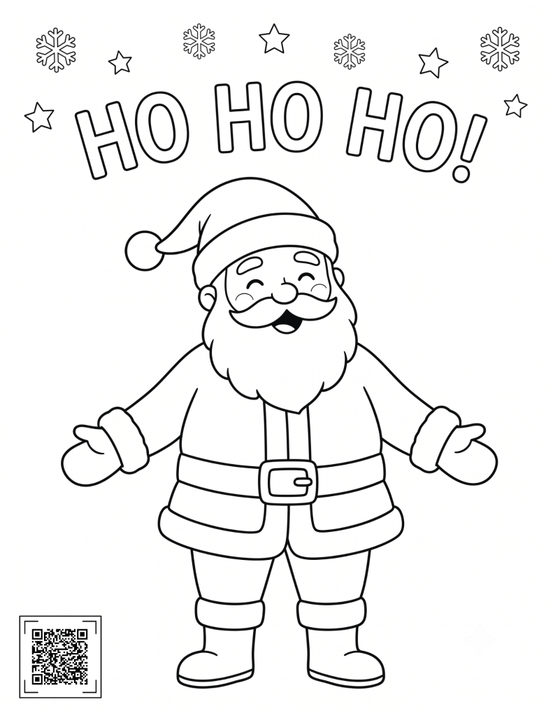Easy Christmas coloring sheet - Santa Claus
