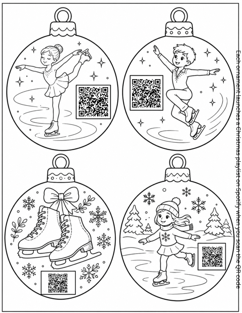 Figure skating Christmas coloring pages