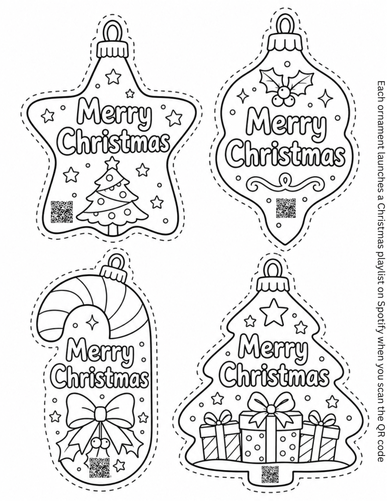 Make your own Christmas ornament activity coloring sheet