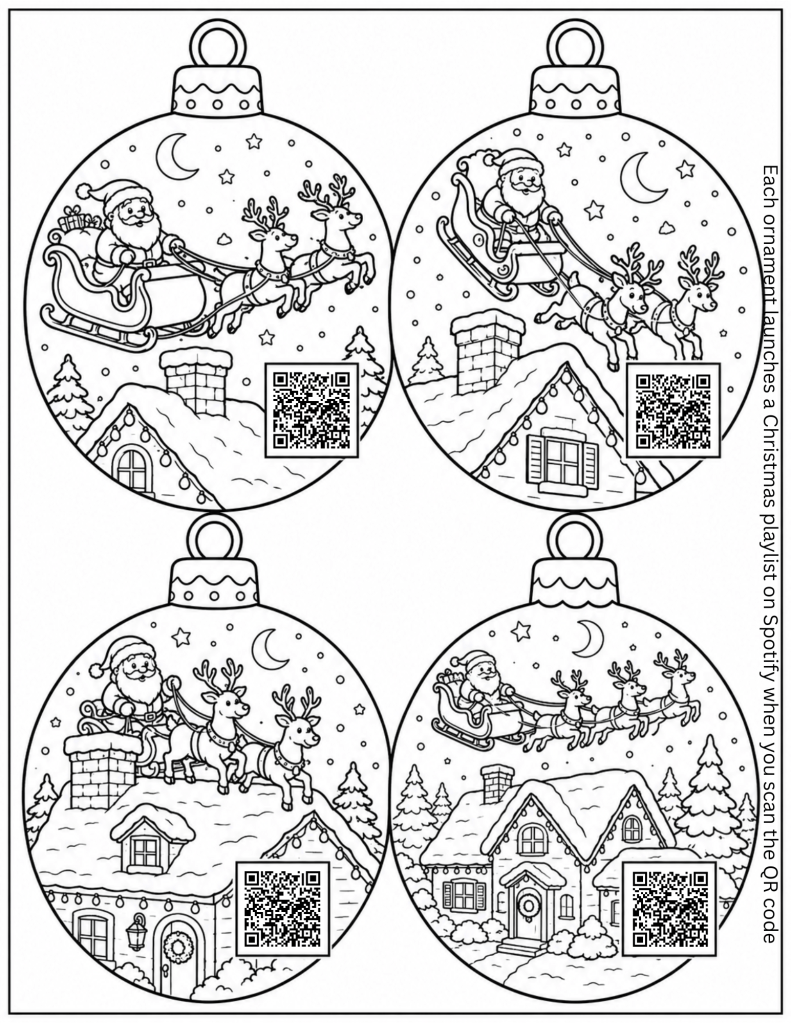 Santa Clause on Christmas Eve delivering presents to homes all over the world